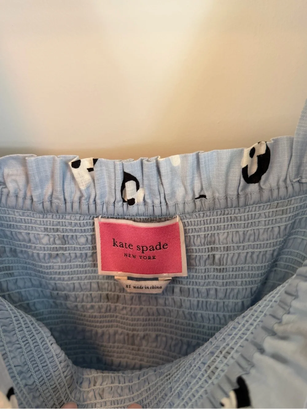 kate spade Light Blue Smocked Midi Dress with Panda Print